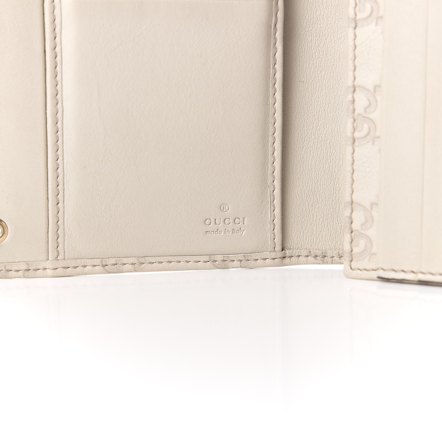 Gucci Guccissima Signature GG Pierce Continental Wallet Off White 7 of 8
