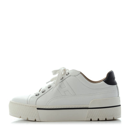 Hermes Epsom Womens Voltage Sneakers 37 White Black 1 of 4
