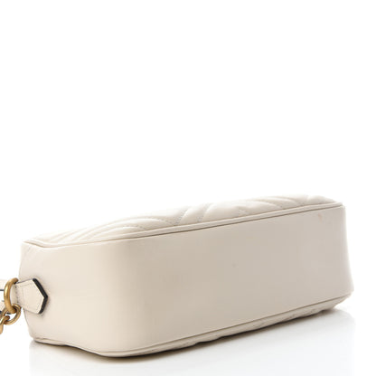 Gucci Calfskin Matelasse Small GG Marmont Chain Shoulder Bag White 4 of 13