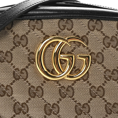 Gucci Monogram Matelasse Diagonal Small GG Marmont Chain Shoulder Bag Beige Black 8 of 10