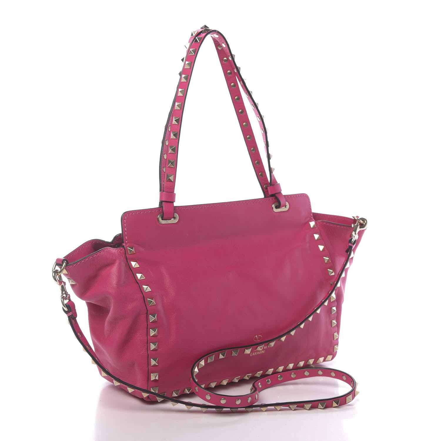 Valentino Garavani Vitello Small Rockstud Tote Deep Cyclamin 3 of 15
