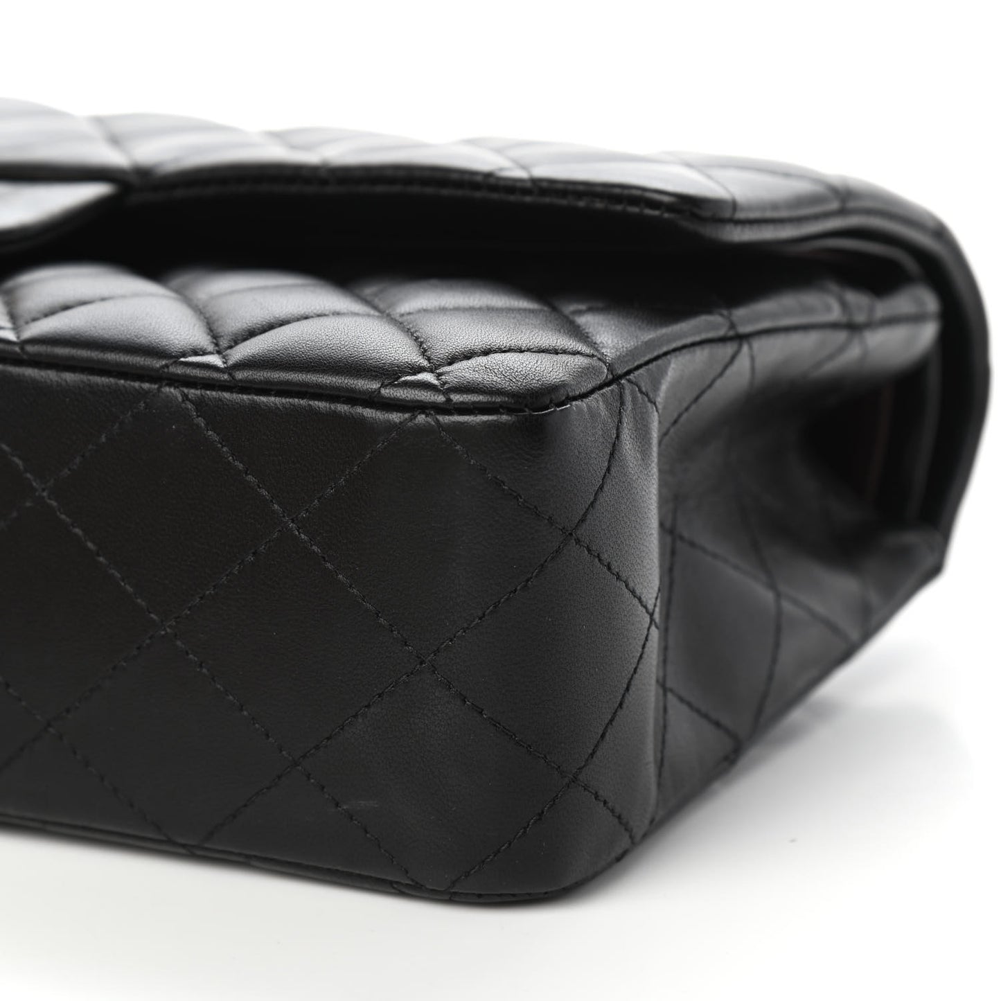 Lambskin Quilted Medium Double Flap Black