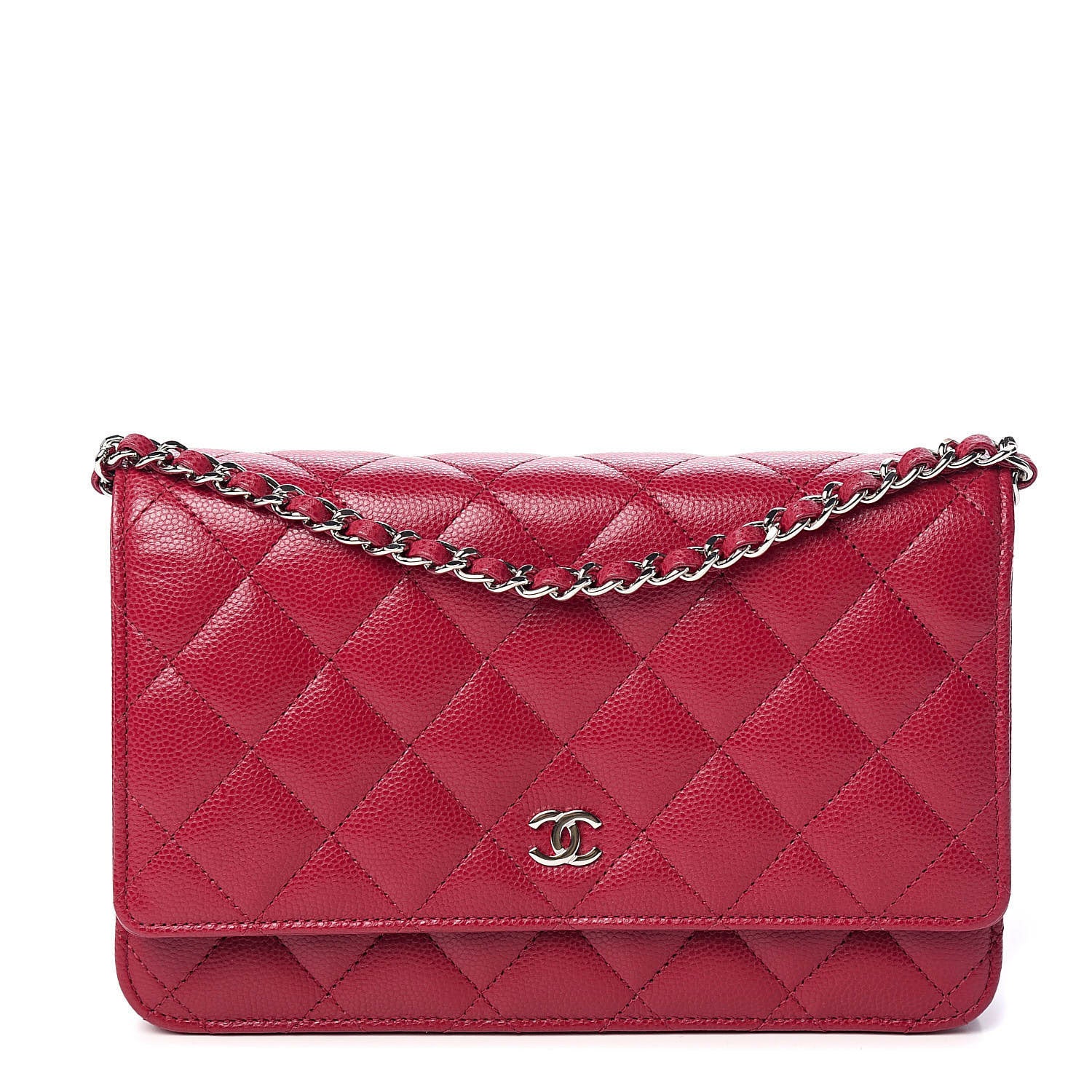 Chanel Caviar Quilted Wallet On Chain WOC Dark Pink 1 of 11