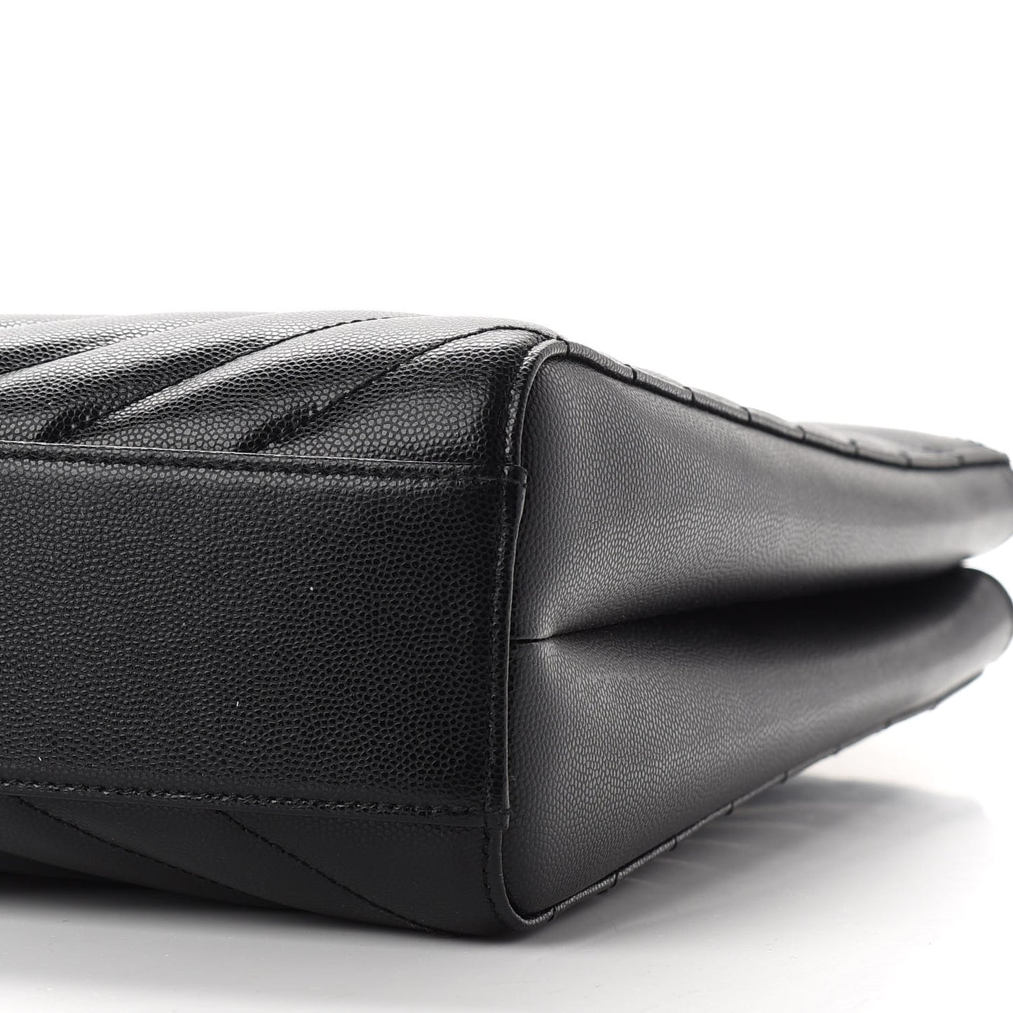 Grain De Poudre Matelasse Chevron Medium Tribeca Shopping Bag Black
