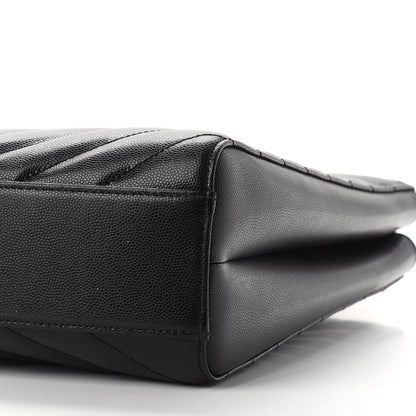 Saint Laurent Grain De Poudre Matelasse Chevron Medium Tribeca Shopping Bag Black 9 of 9