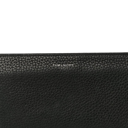 Saint Laurent Grained Calfskin Rive Gauche Zip Around Wallet Black 6 of 12