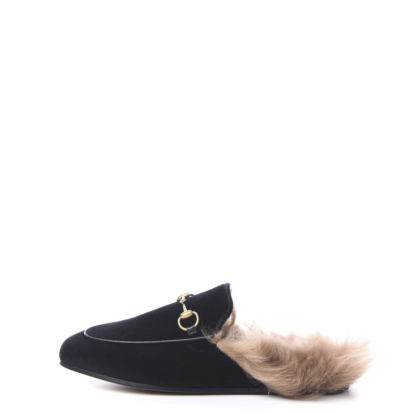 Velvet Fur Womens Princetown Slippers 37.5 Black