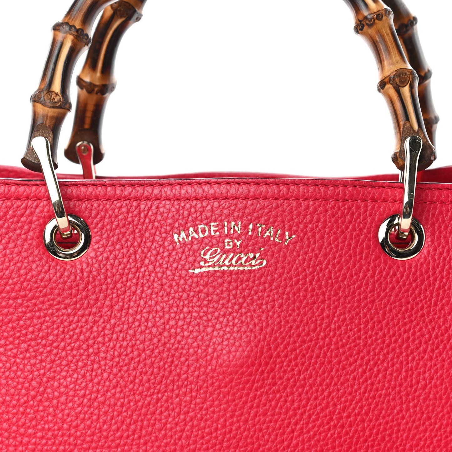 Pebbled Calfskin Bi-Color Medium Bamboo Shopper Tote Fuchsia Orange