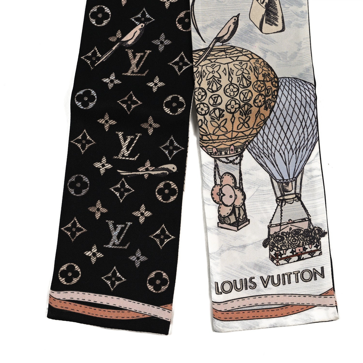 Louis Vuitton Silk Monogram Up And Away Bandeau Black White 2 of 3