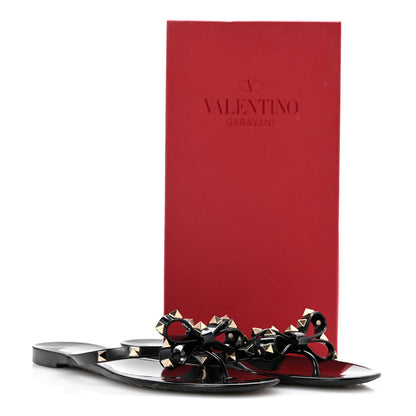 Valentino Garavani PVC Jelly Rockstud Bow Thong Sandals 41 Black 10 of 10
