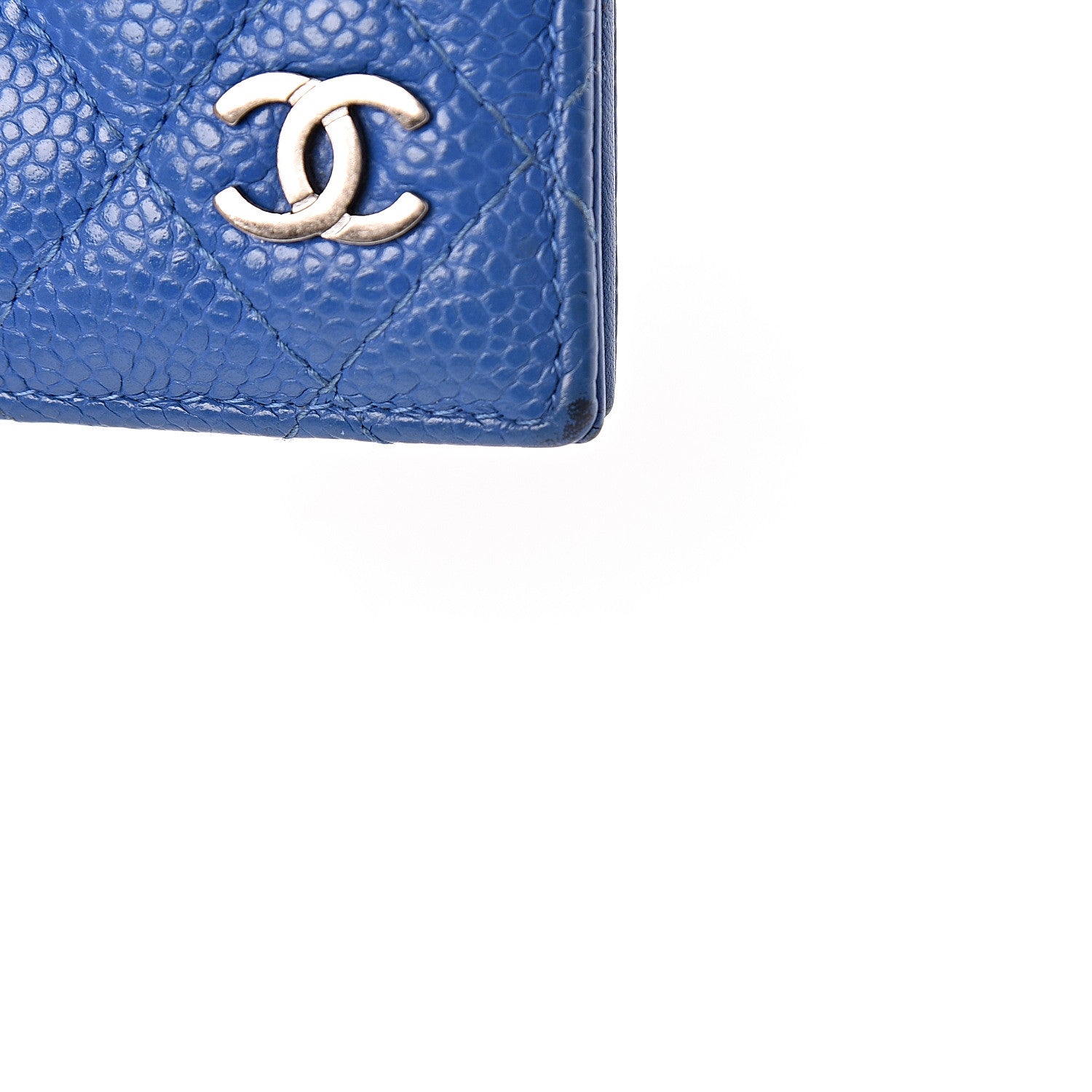 Chanel Caviar Quilted Card Holder Wallet Blue 10 of 14