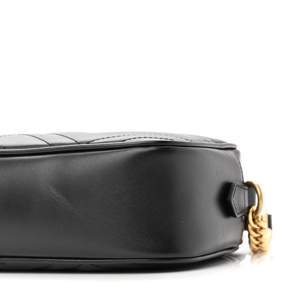 Gucci Calfskin Matelasse Small GG Marmont Chain Shoulder Bag Black 9 of 10