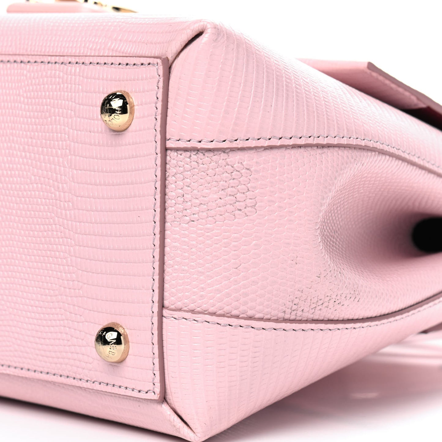 Iguana Calfskin Embossed Lucia Top Handle Bag Pink