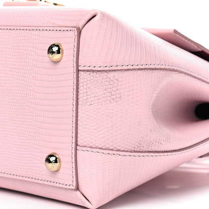 Dolce & Gabbana Iguana Calfskin Embossed Lucia Top Handle Bag Pink 6 of 8