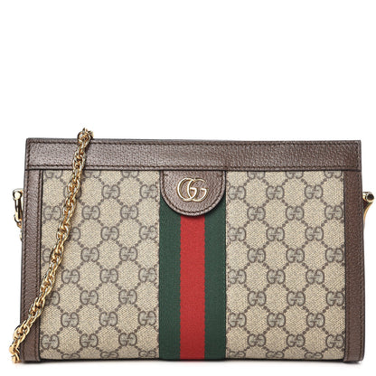 Gucci GG Supreme Monogram Web Small Ophidia Chain Shoulder Bag Brown 1 of 7