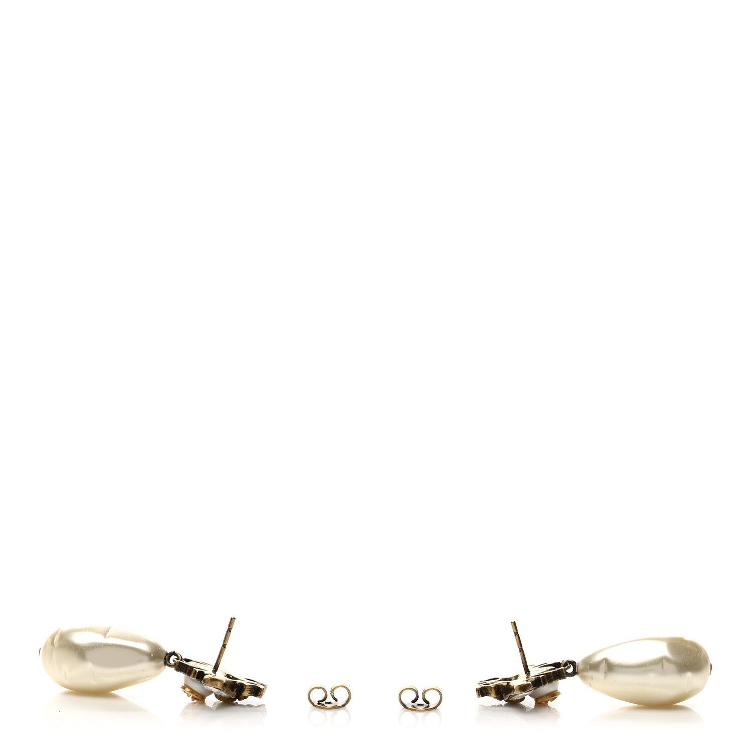Gucci Crystal Pearl Drop Bee Earrings Gold 3 of 4