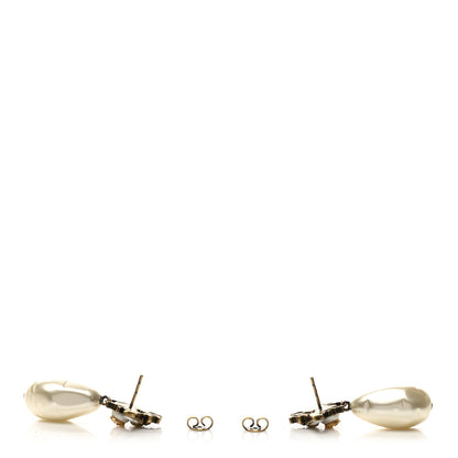 Gucci Crystal Pearl Drop Bee Earrings Gold 3 of 4