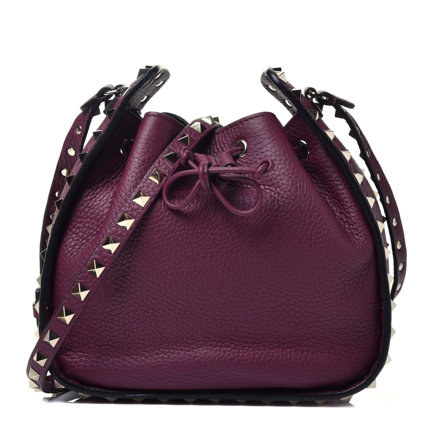 Alce Printed Calfskin Rockstud Bucket Bag Garnet