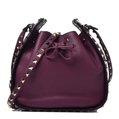 Valentino Garavani Alce Printed Calfskin Rockstud Bucket Bag Garnet 1 of 9