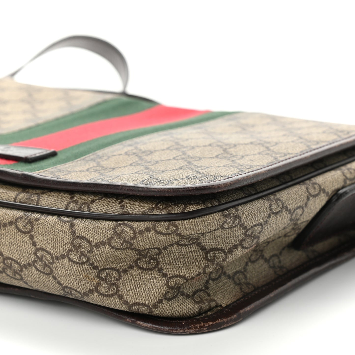 GG Plus Monogram Web Large Flap Messenger Beige Dark Brown