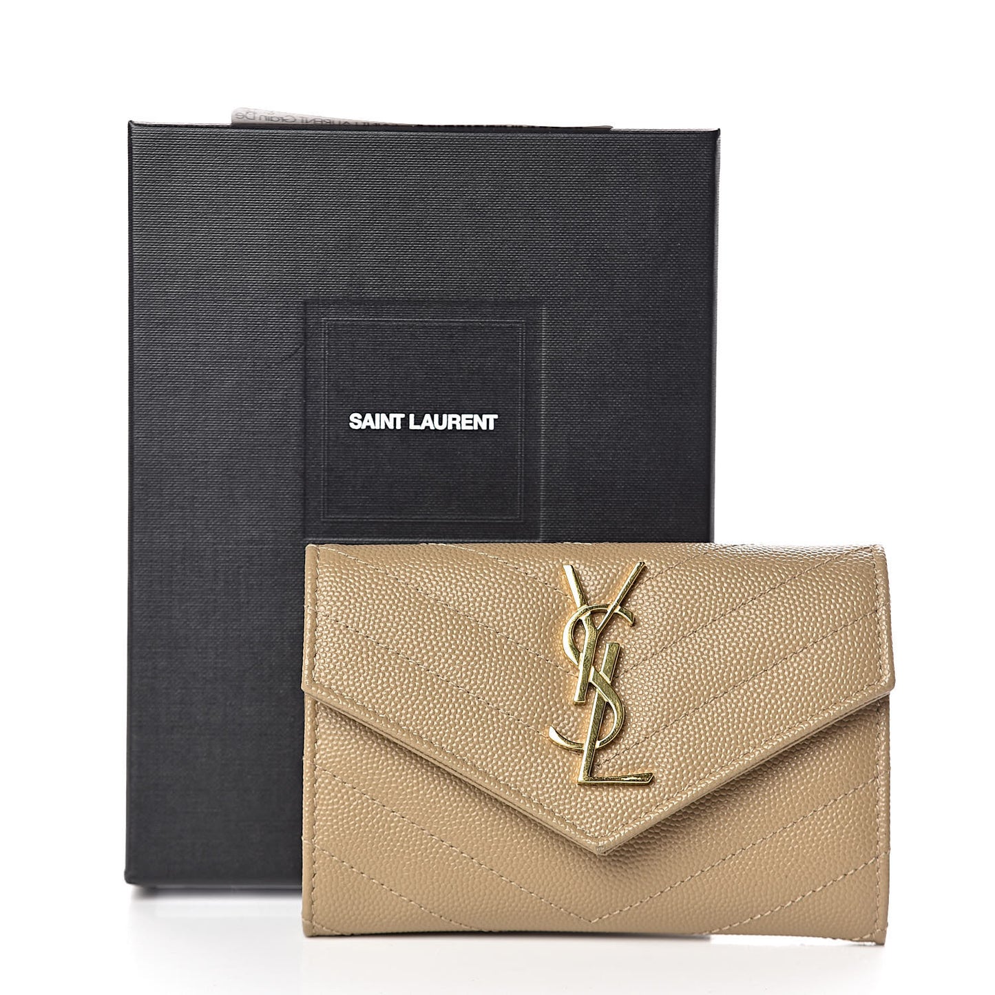 Grain De Poudre Matelasse Chevron Small Monogram Envelope Wallet Dark Latte
