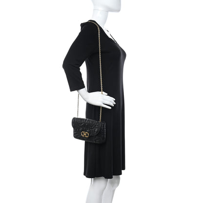 Salvatore Ferragamo Calfskin Quilted Gancini Mini Bag Black 2 of 12