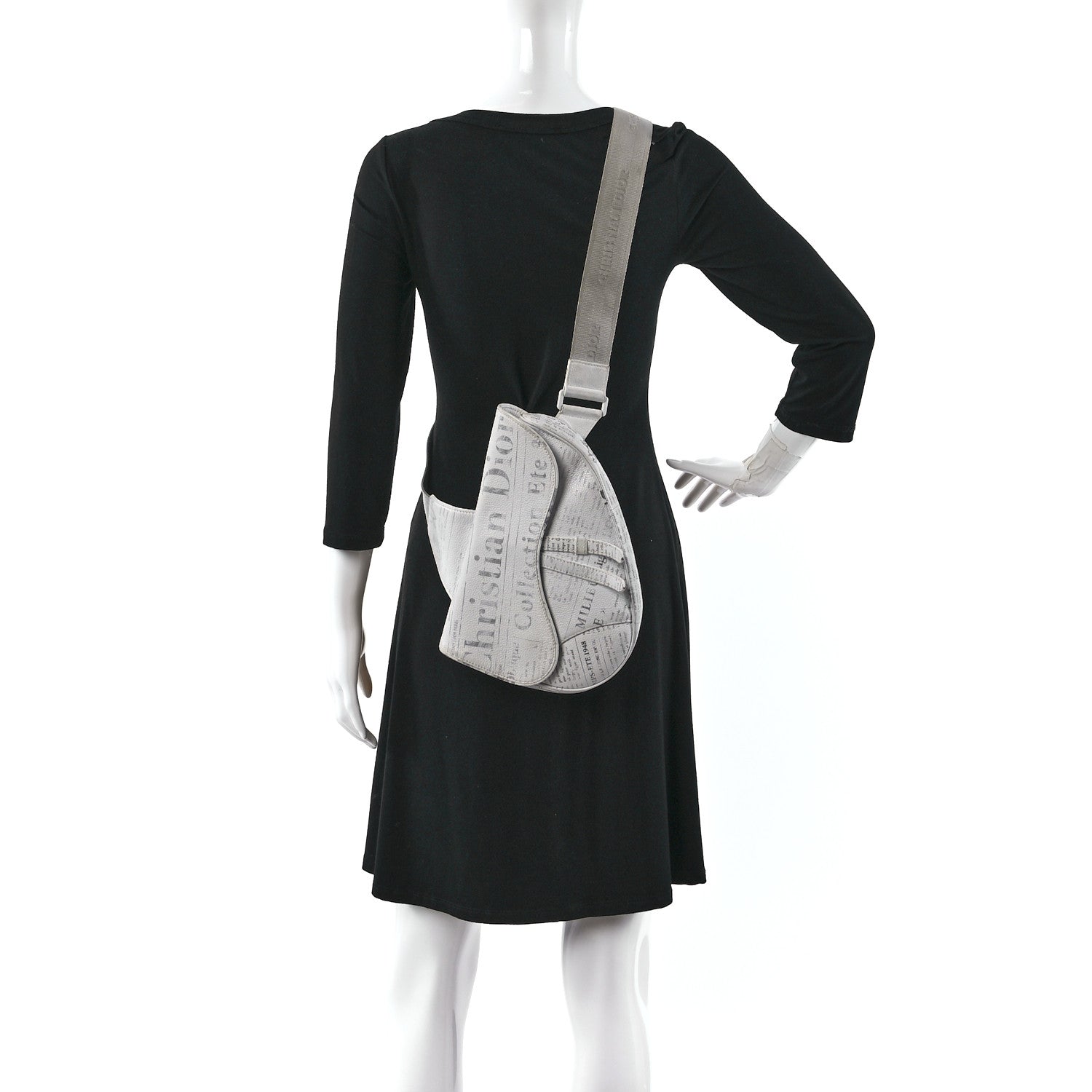 Christian Dior X DANIEL ARSHAM Grained Calfskin Newspaper Print Saddle Bag White 2 of 19