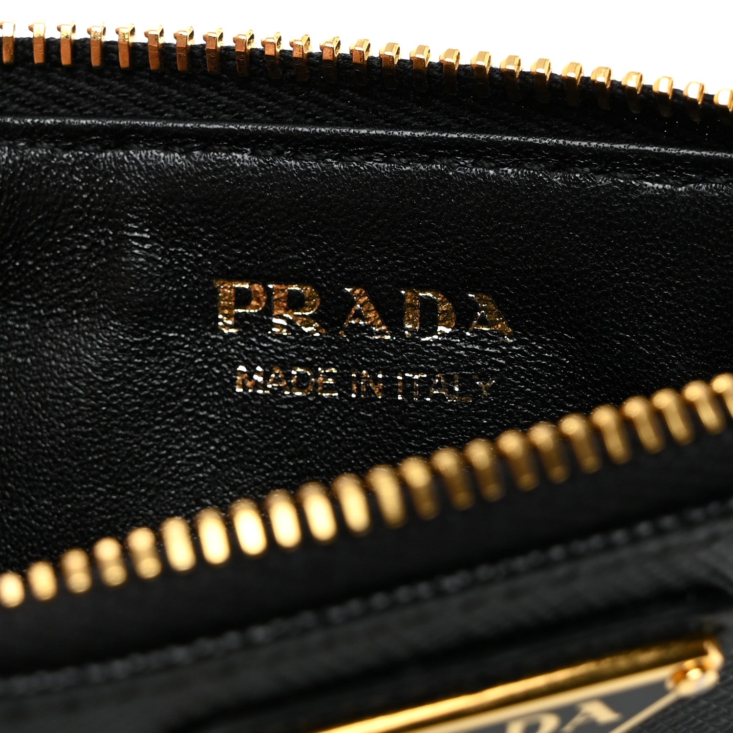 Prada Saffiano Triangle Zip Card Holder Black 6 of 7
