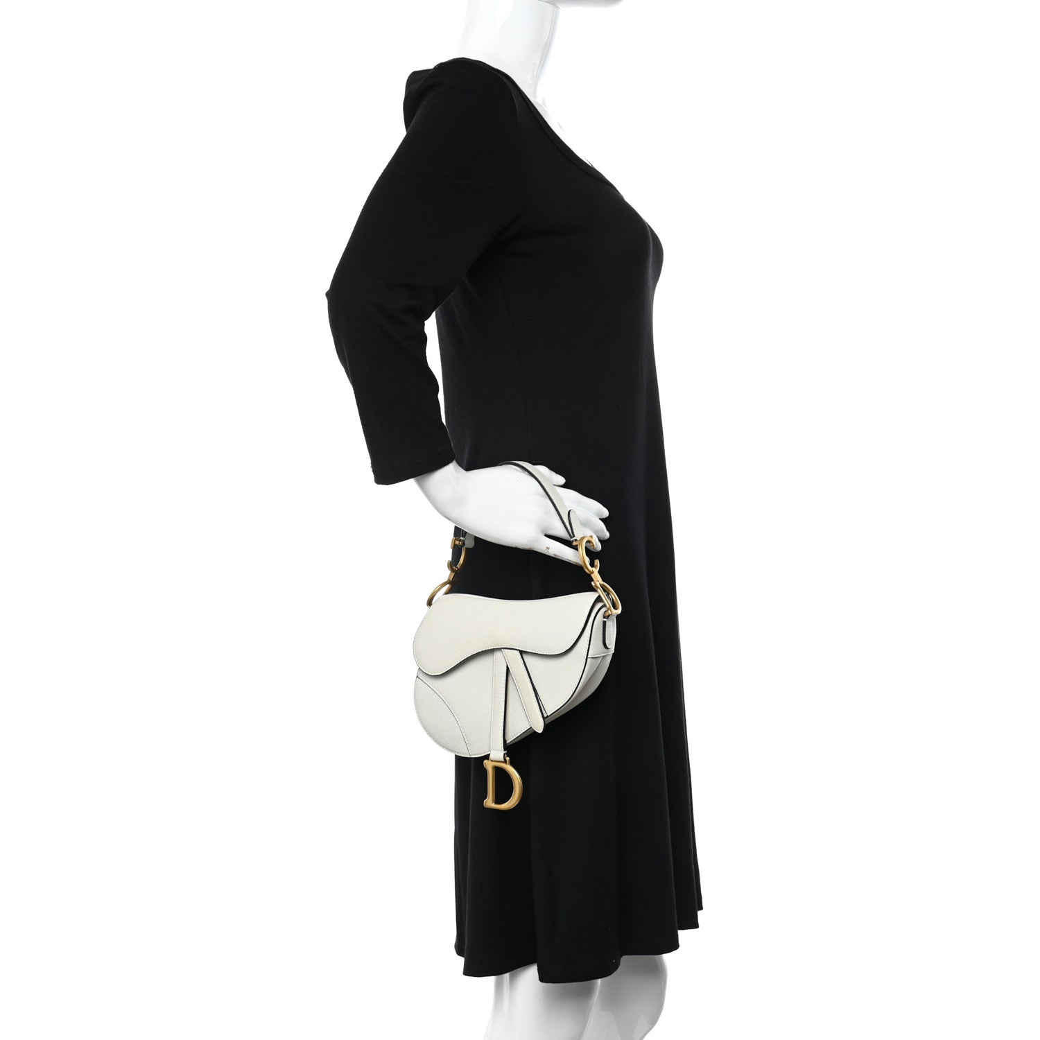 Christian Dior Grained Calfskin Mini Saddle Bag White 2 of 10