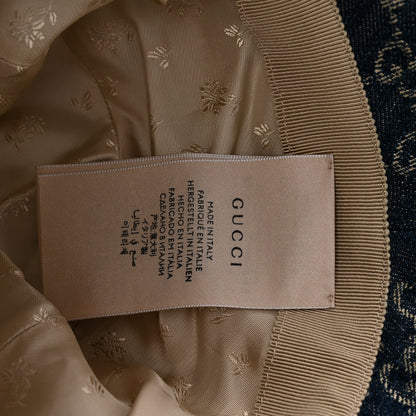 Gucci Washed Jacquard Denim Nappa GG Monogram Oscar Bucket Hat L Denim Cuir 9 of 9
