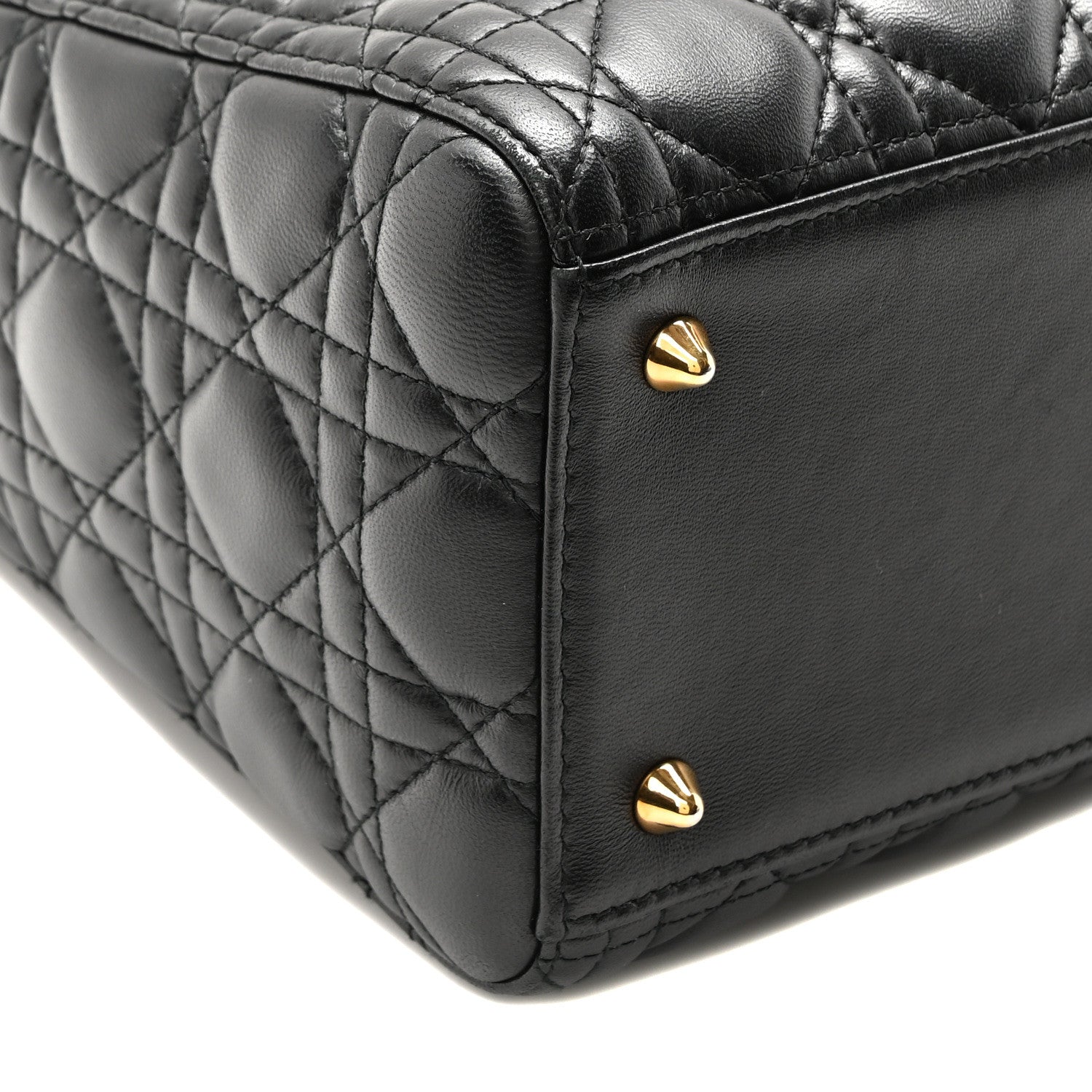 Christian Dior Lambskin Cannage Medium Lady Dior Black 9 of 10