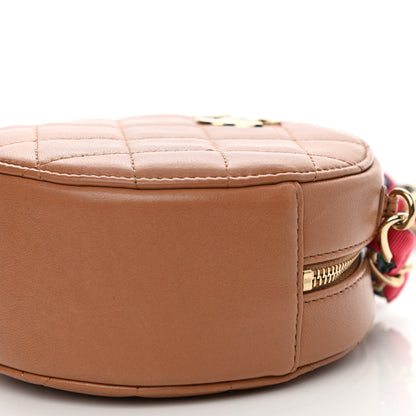 Chanel Shiny Lambskin Ribbon Quilted Round Clutch With Chain Brown 10 of 11