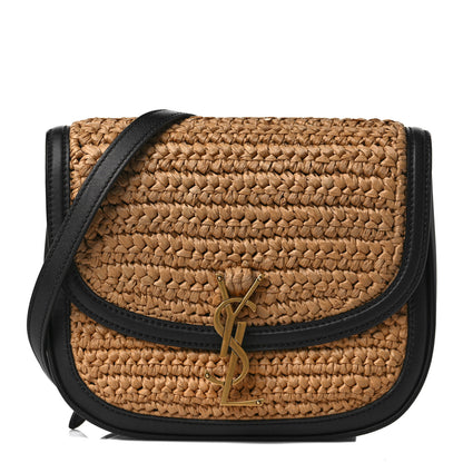 Saint Laurent Woven Raffia Monogram Kaia Satchel Tan 1 of 9