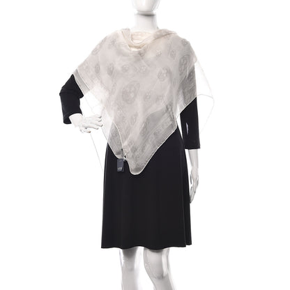 Alexander McQueen Silk Chiffon Skull Scarf Ivory Grey 2 of 4