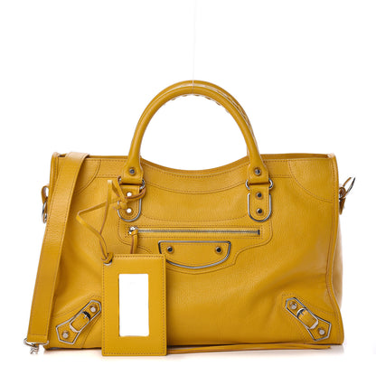 Balenciaga Chevre Silver Metallic Edge Hardware City Jaune Epi 1 of 20