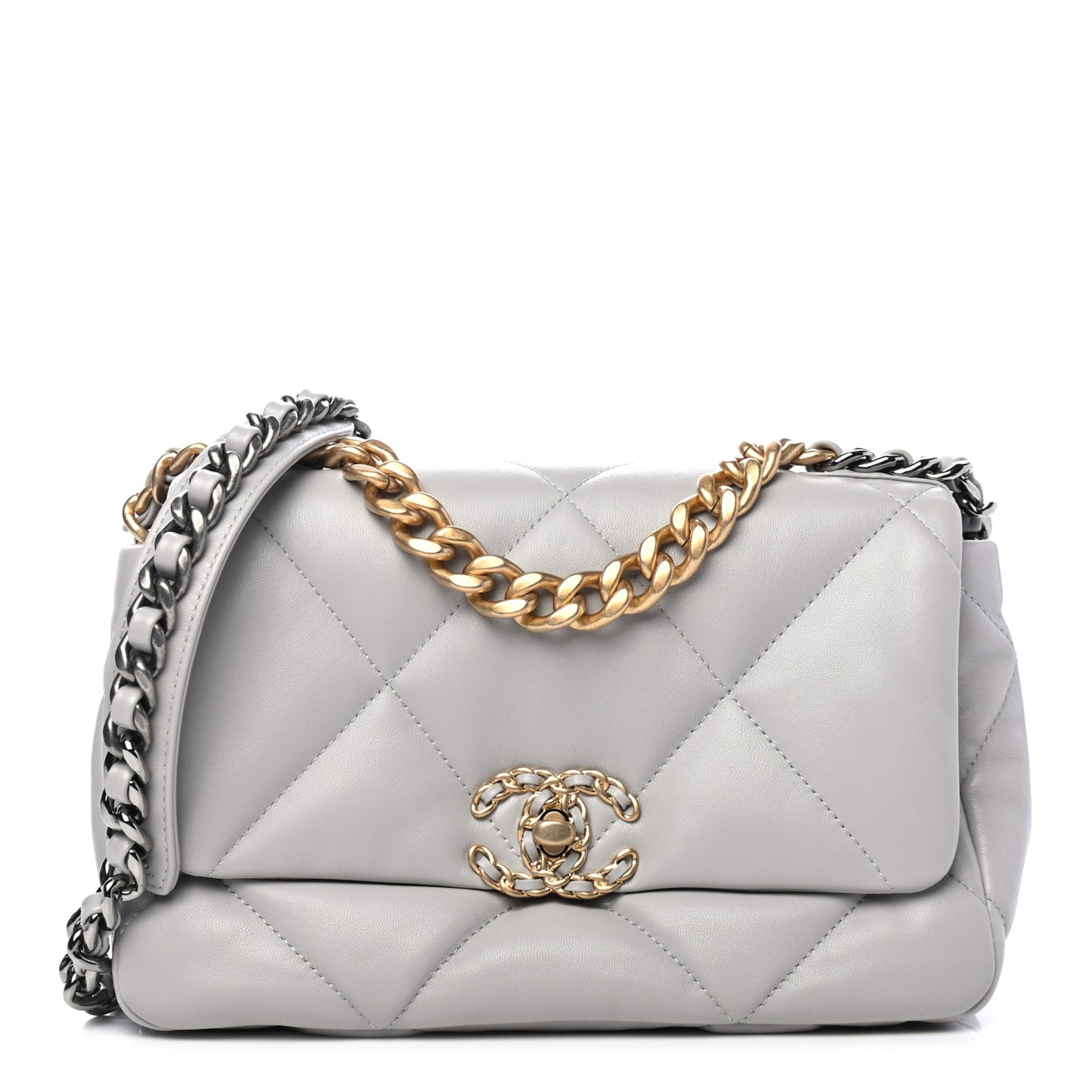 Lambskin Quilted Medium Chanel 19 Flap Grey