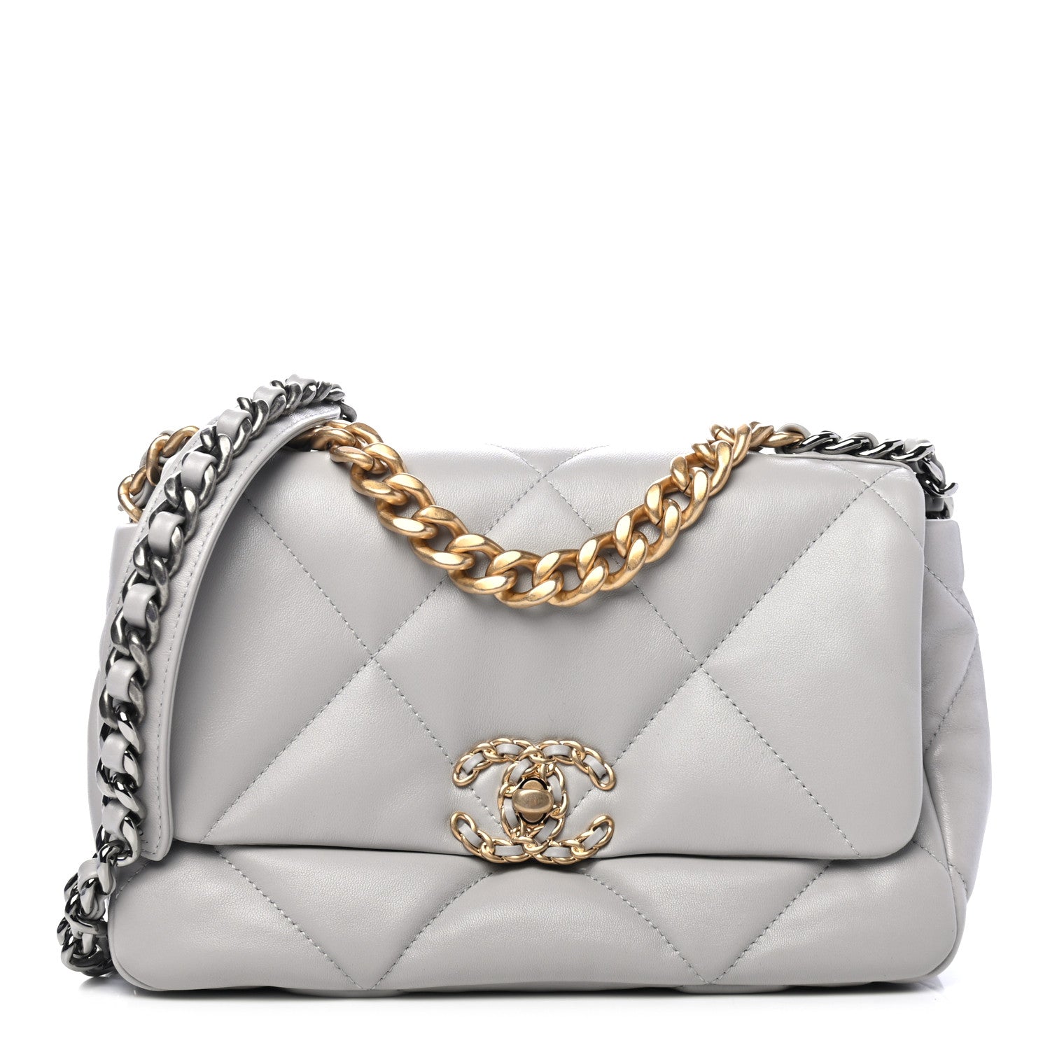 Chanel Lambskin Quilted Medium Chanel 19 Flap Grey 1 of 4