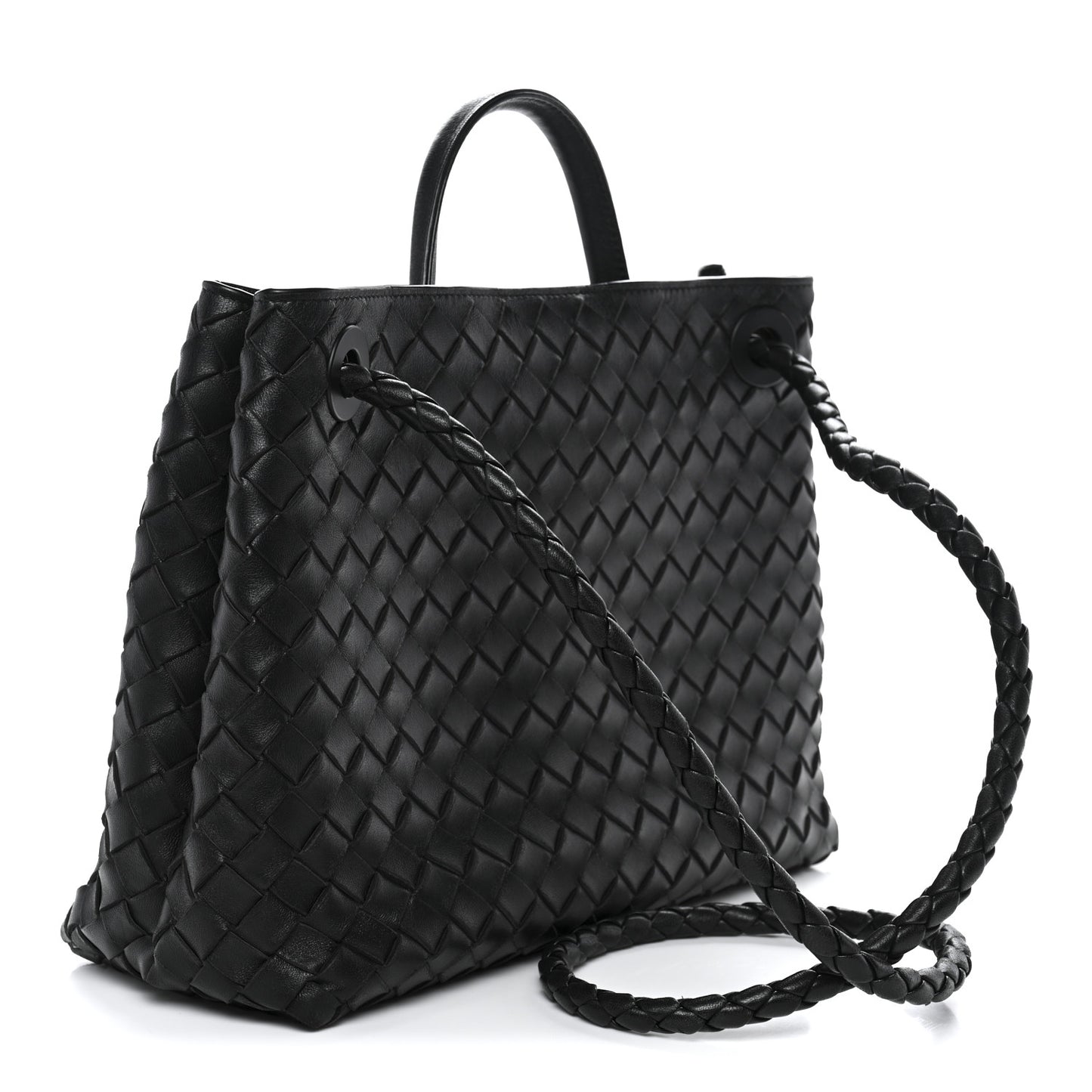 Nappa Intrecciato Medium Andiamo Shoulder Bag Black
