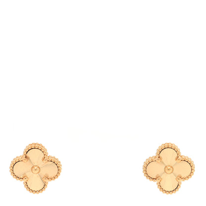 Van Cleef & Arpels 18K Yellow Gold Guilloche Vintage Alhambra Earrings 1 of 5