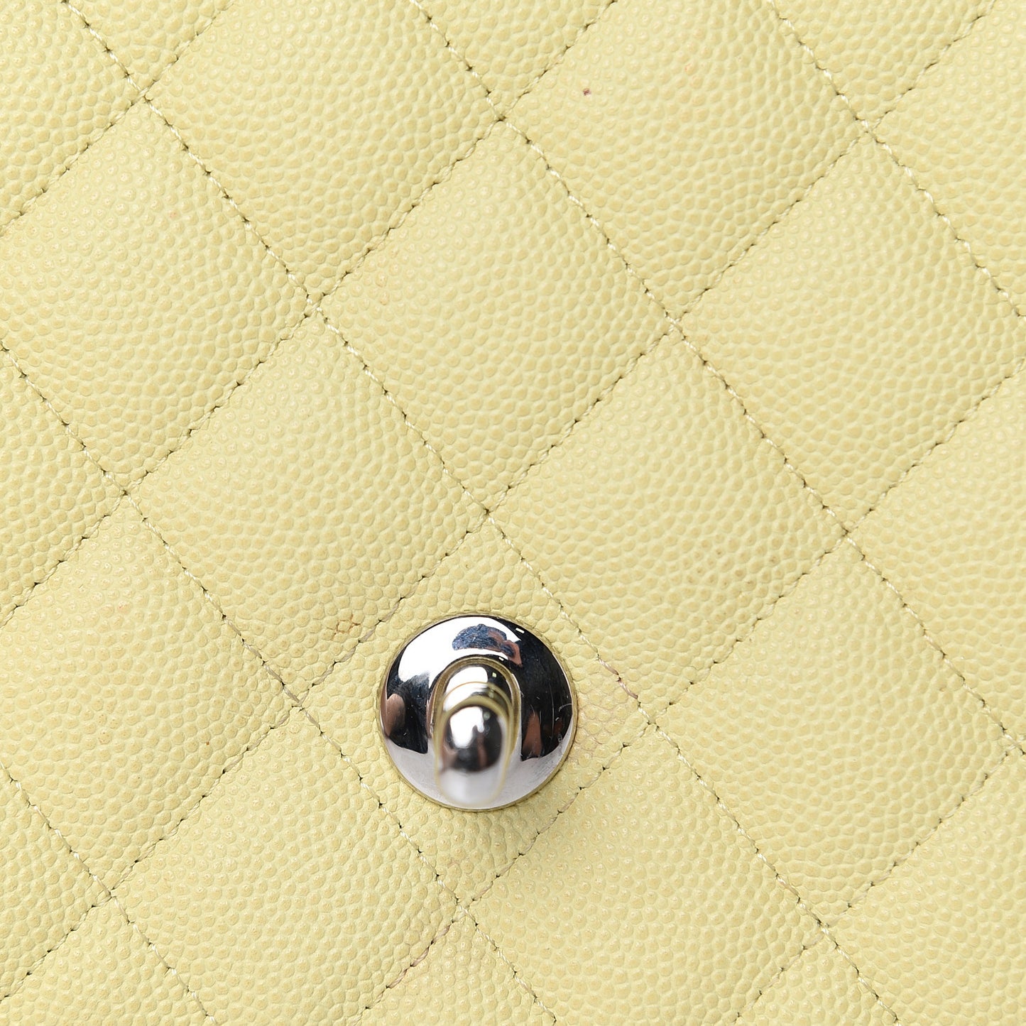 Caviar Quilted Mini Rectangular Flap Light Yellow