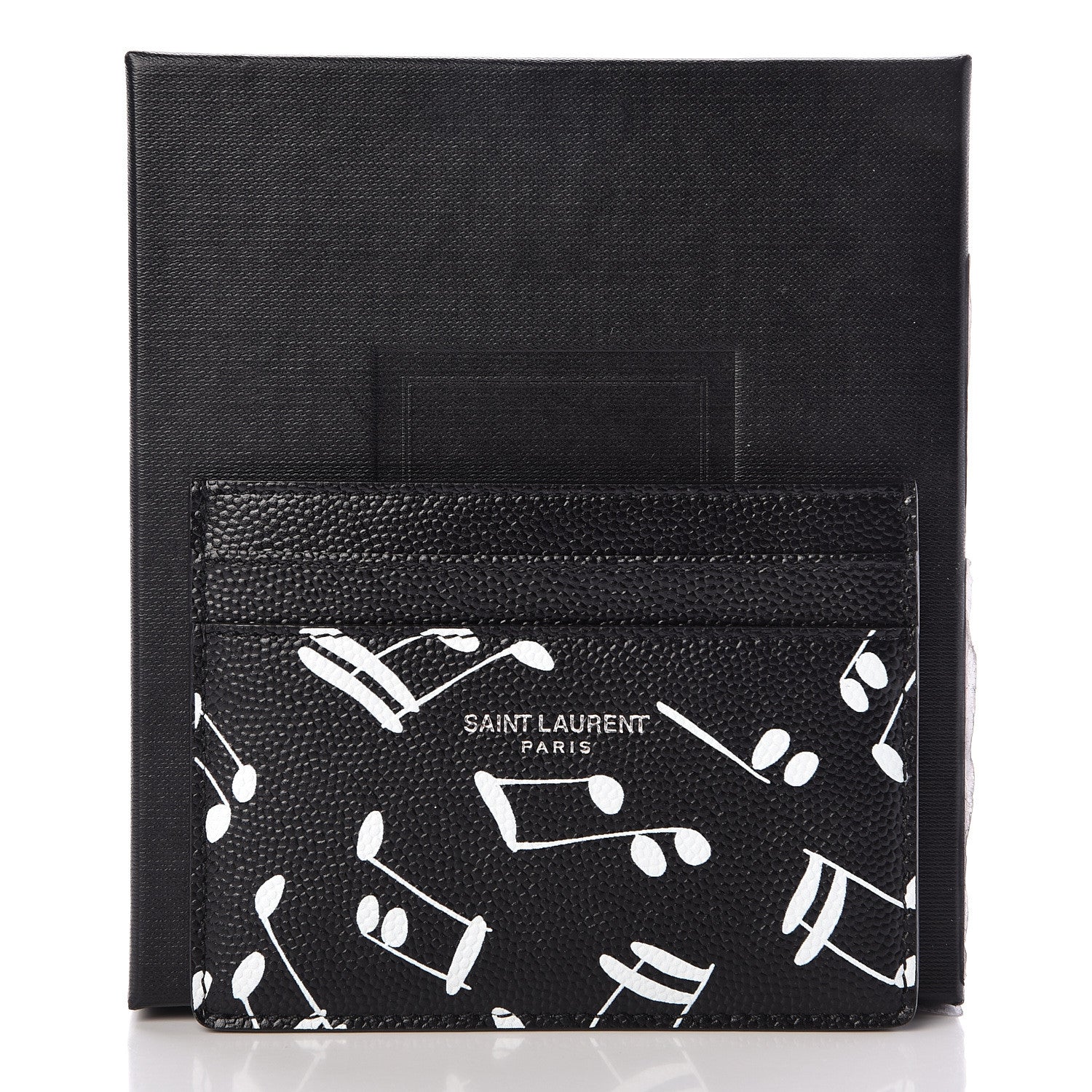 Saint Laurent Grain de Poudre Musical Notes Credit Card Case Black 8 of 8