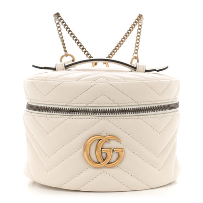 Gucci Calfskin Matelasse Mini GG Marmont Round Backpack White 1 of 10