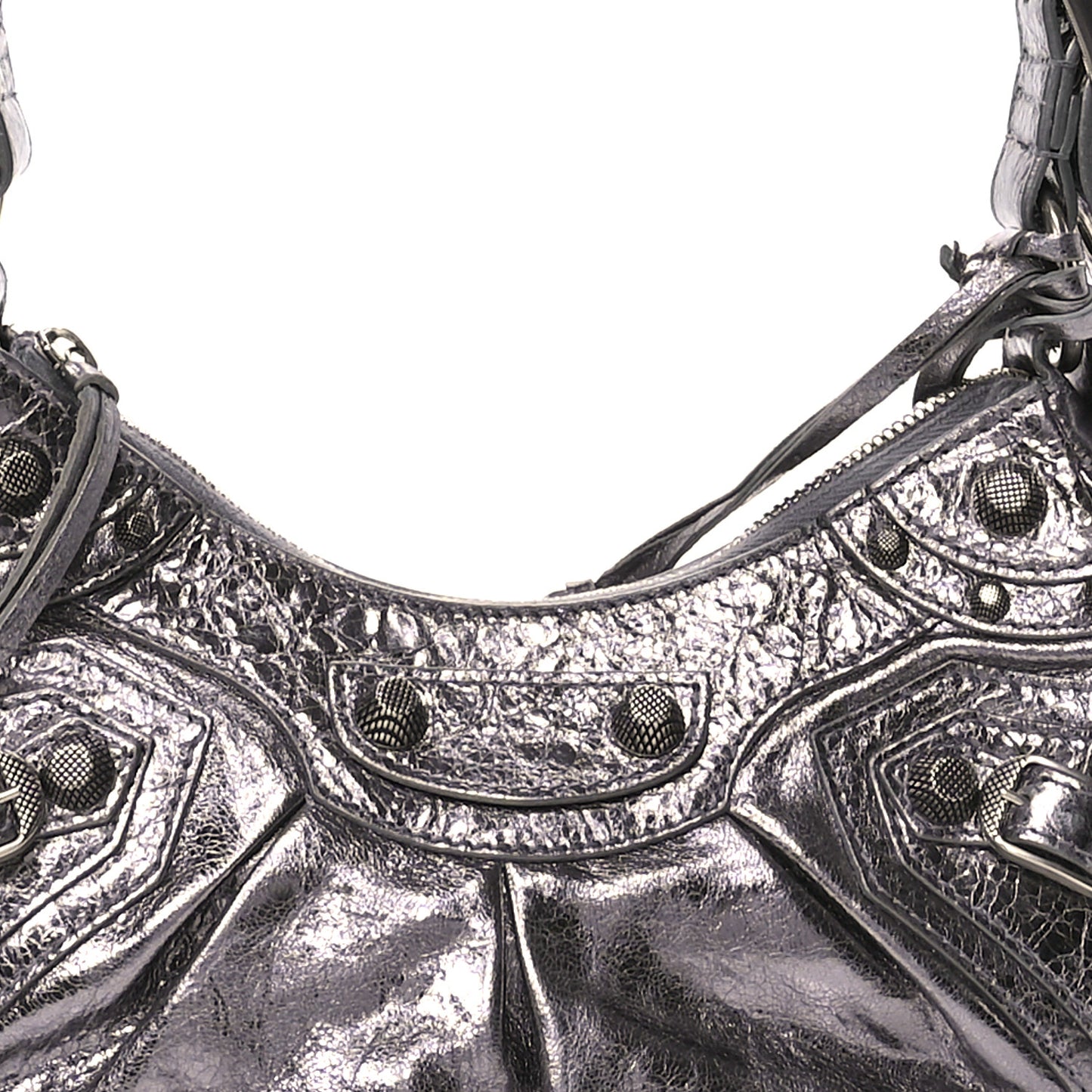 Metallic Agneau Arena Le Cagole Shoulder Bag XS Silver