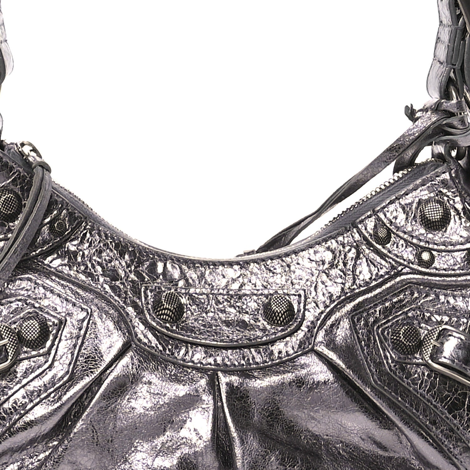 Balenciaga Metallic Agneau Arena Le Cagole Shoulder Bag XS Silver 9 of 12