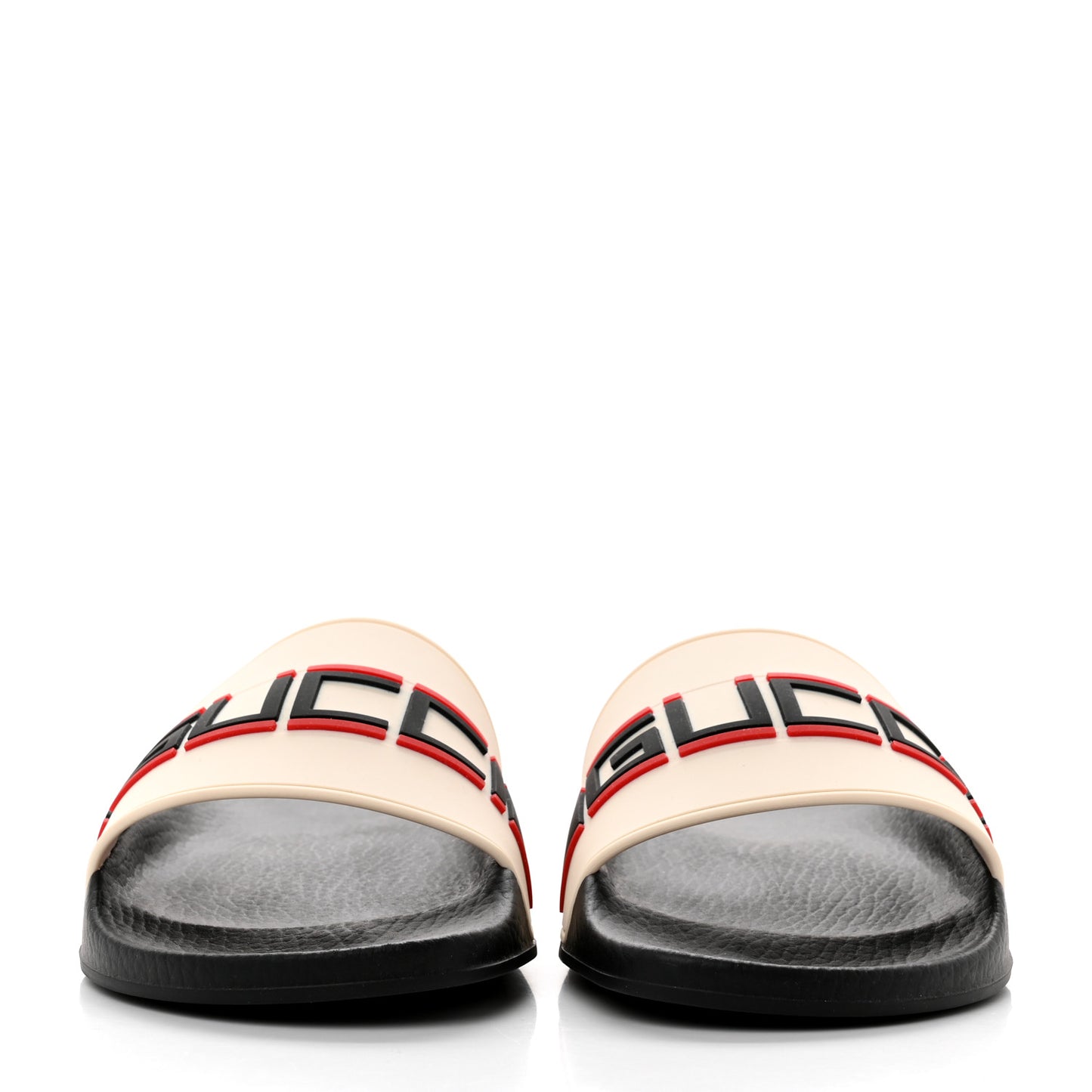 Rubber Stripe Womens Pool Slide Sandals 40 Ecru Poppy Black