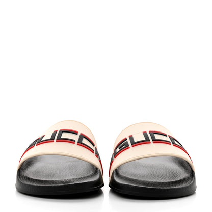 Gucci Rubber Stripe Womens Pool Slide Sandals 40 Ecru Poppy Black 2 of 8