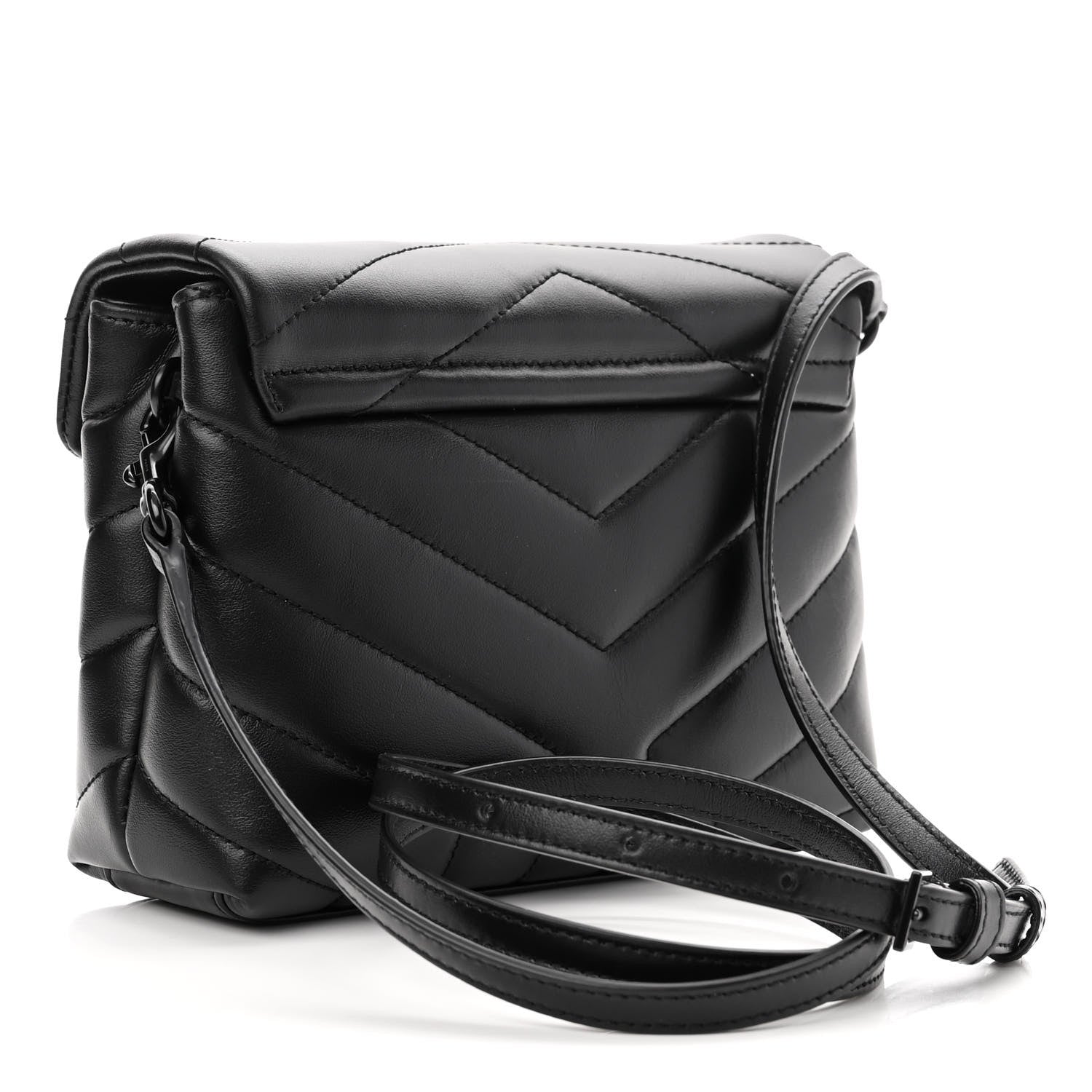 Saint Laurent Calfskin Y Quilted Monogram Monochrome Toy Loulou Crossbody Bag Black 2 of 9