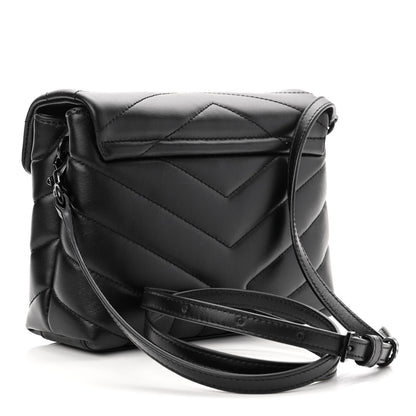 Saint Laurent Calfskin Y Quilted Monogram Monochrome Toy Loulou Crossbody Bag Black 2 of 9