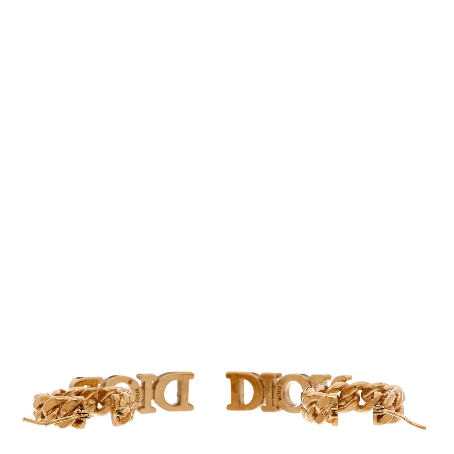 Crystal Dio(r)evolution Logo Hoop Drop Earrings Gold