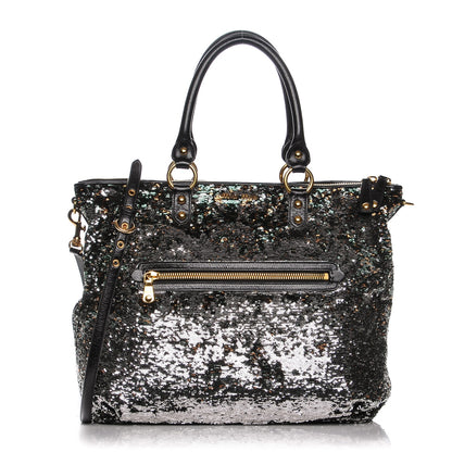 Miu Miu Paillettes Sequin Shopping Tote Argento 1 of 7